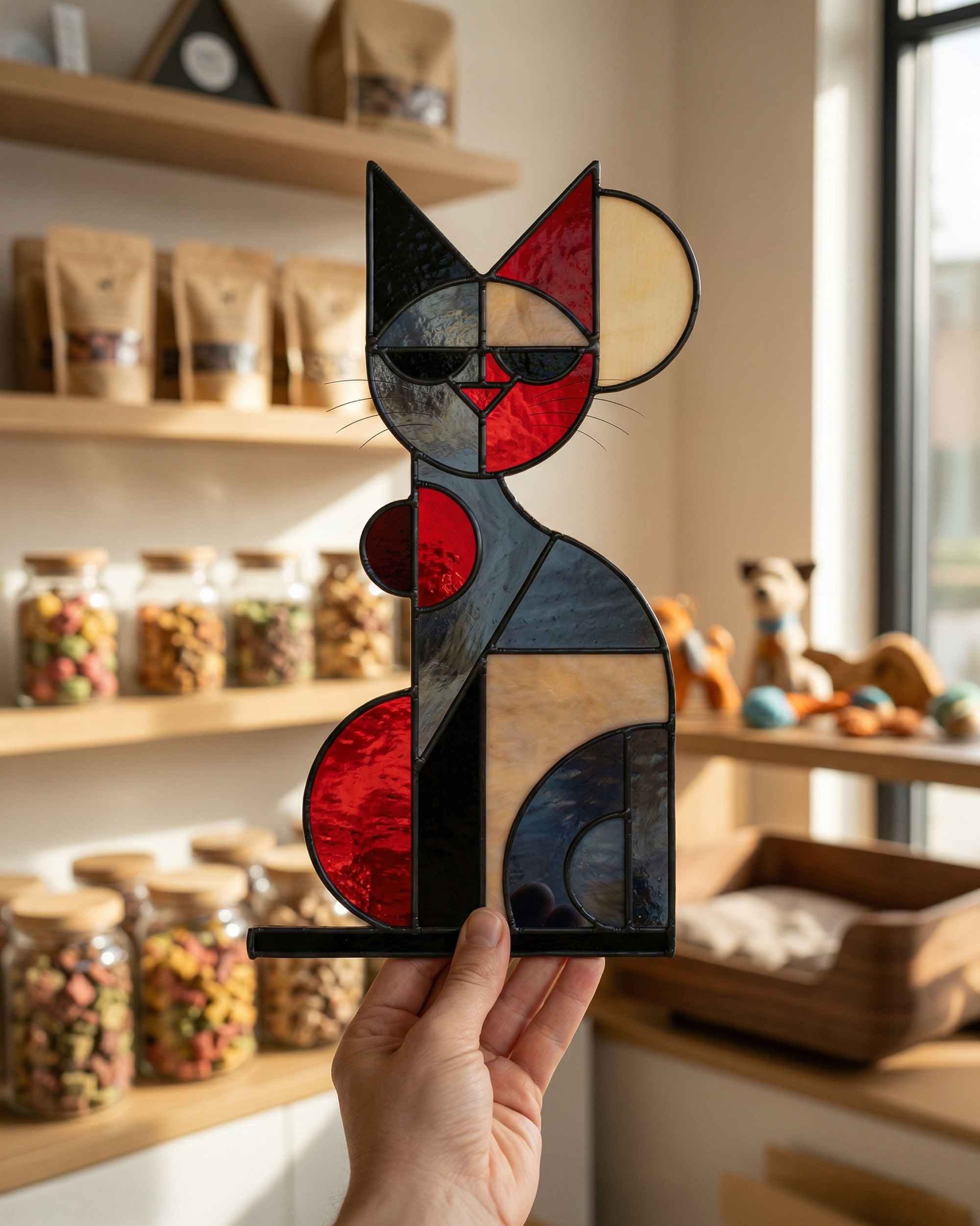 Stained Glass Cat Suncatcher