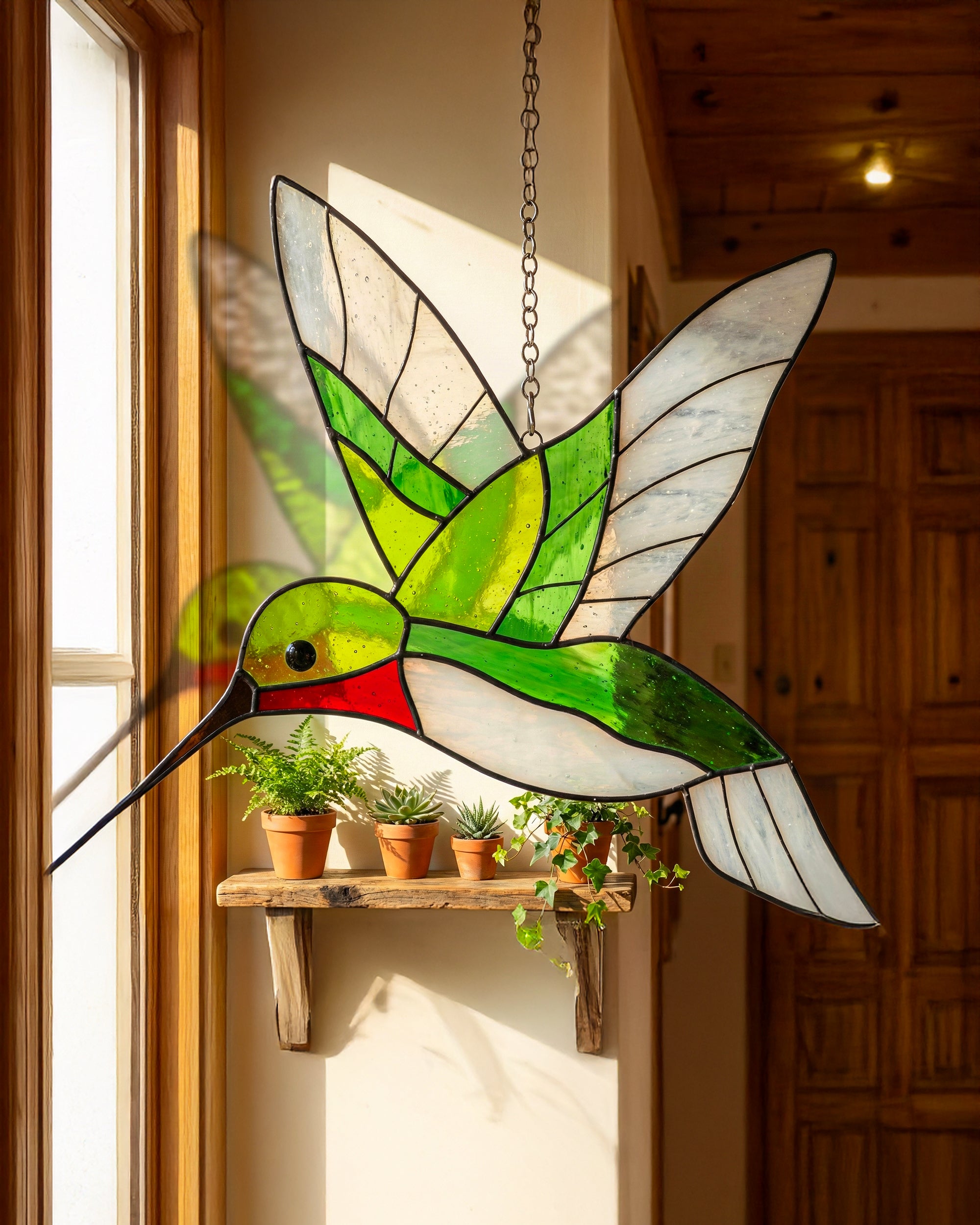 Stained Glass Hummingbird Suncatcher