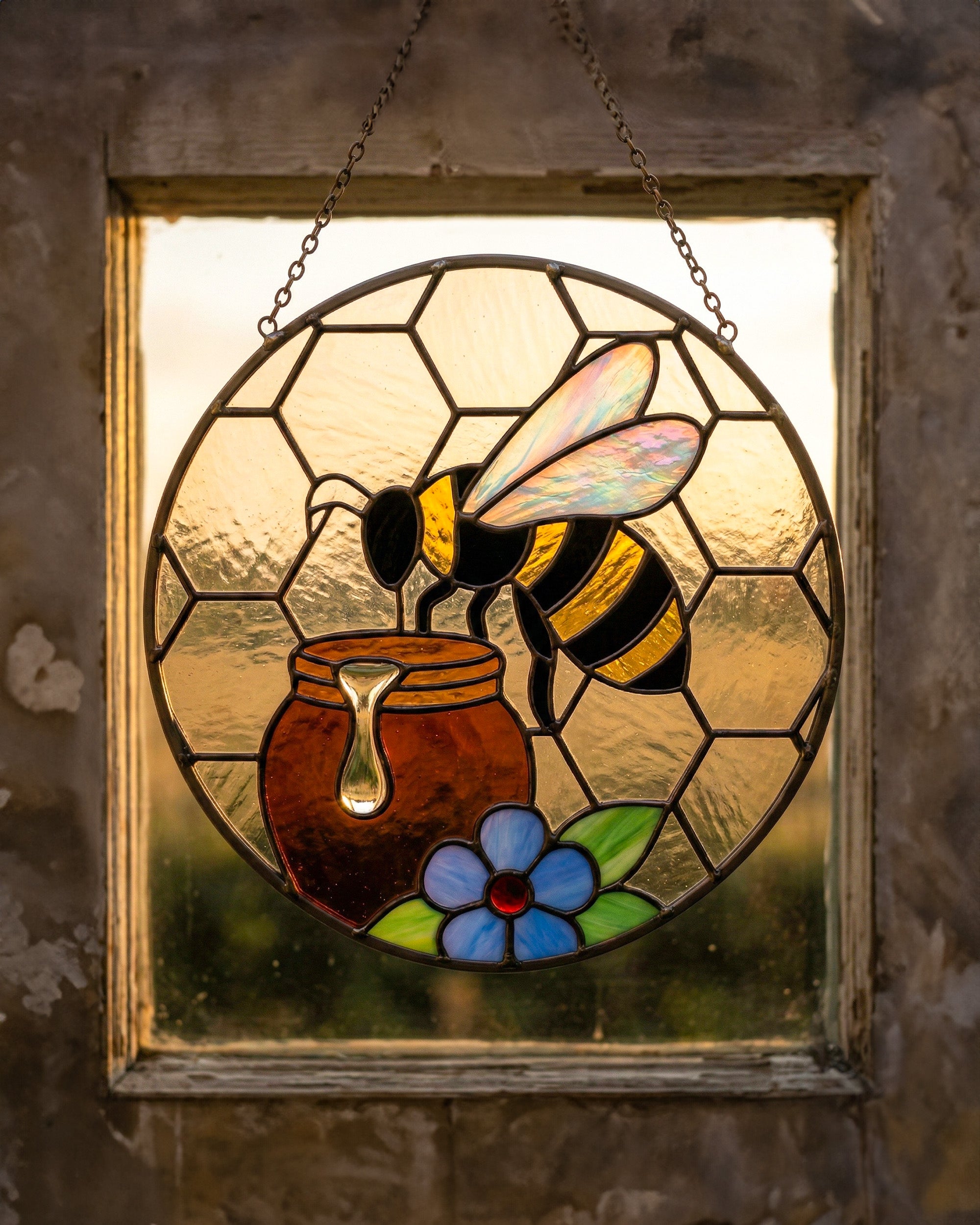 Stained Glass Bee Suncatcher