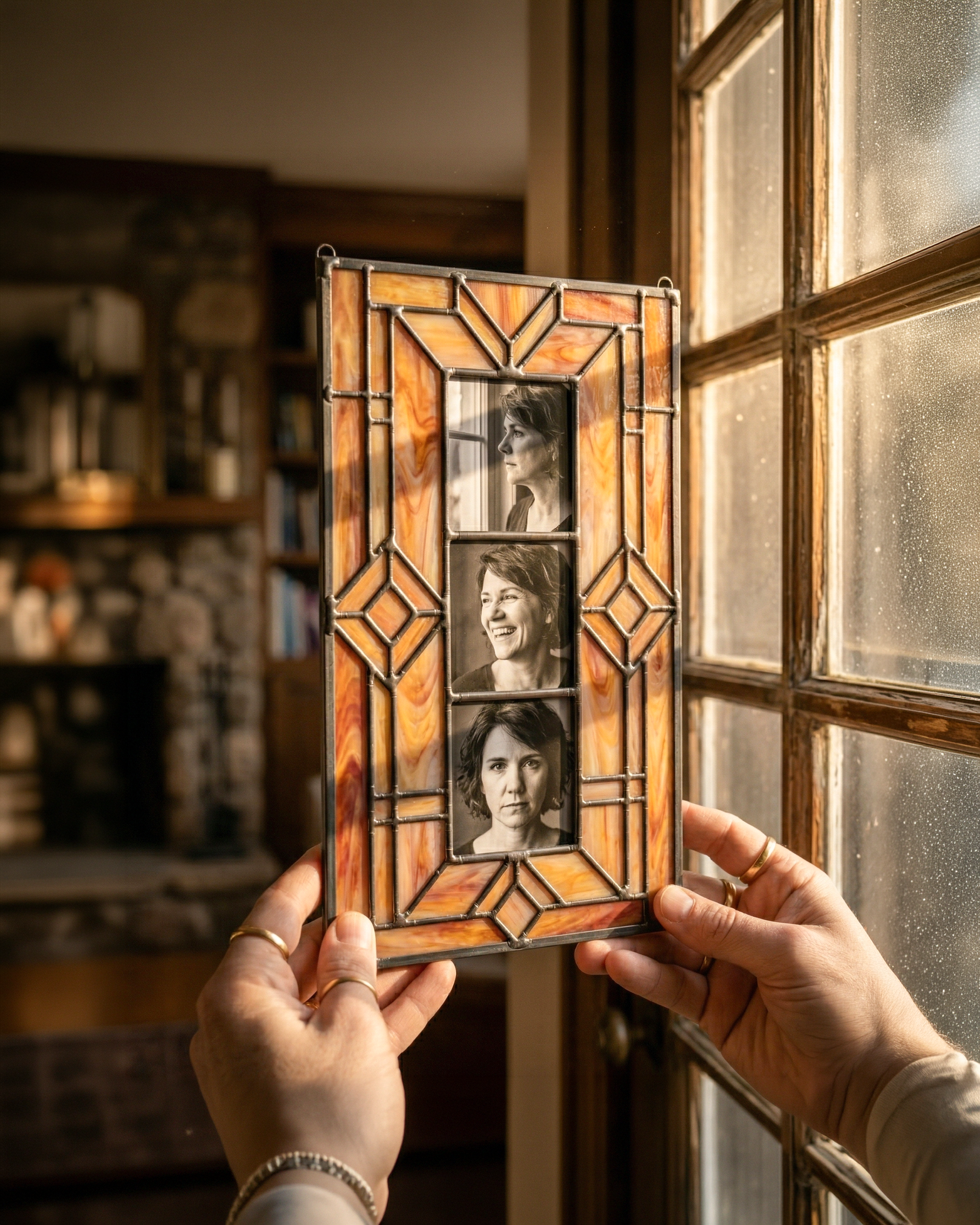 Stained Glass Family Photo Frame Rectangle