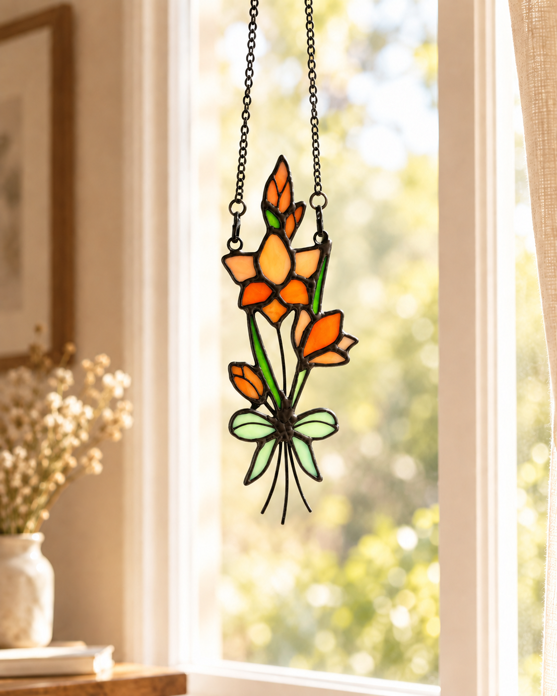 Stained Glass Flower for 12 Month Suncatcher