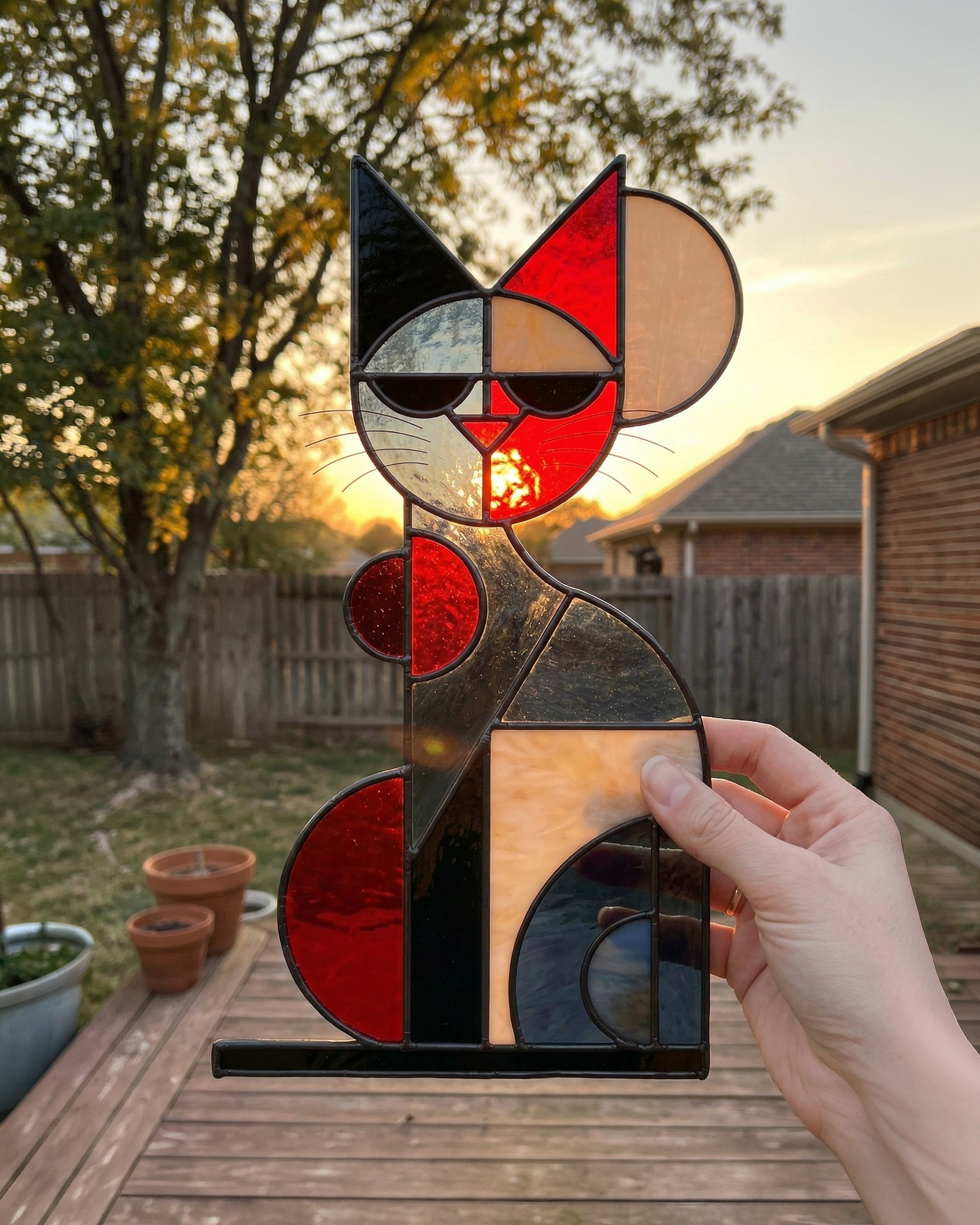 Stained Glass Cat Suncatcher