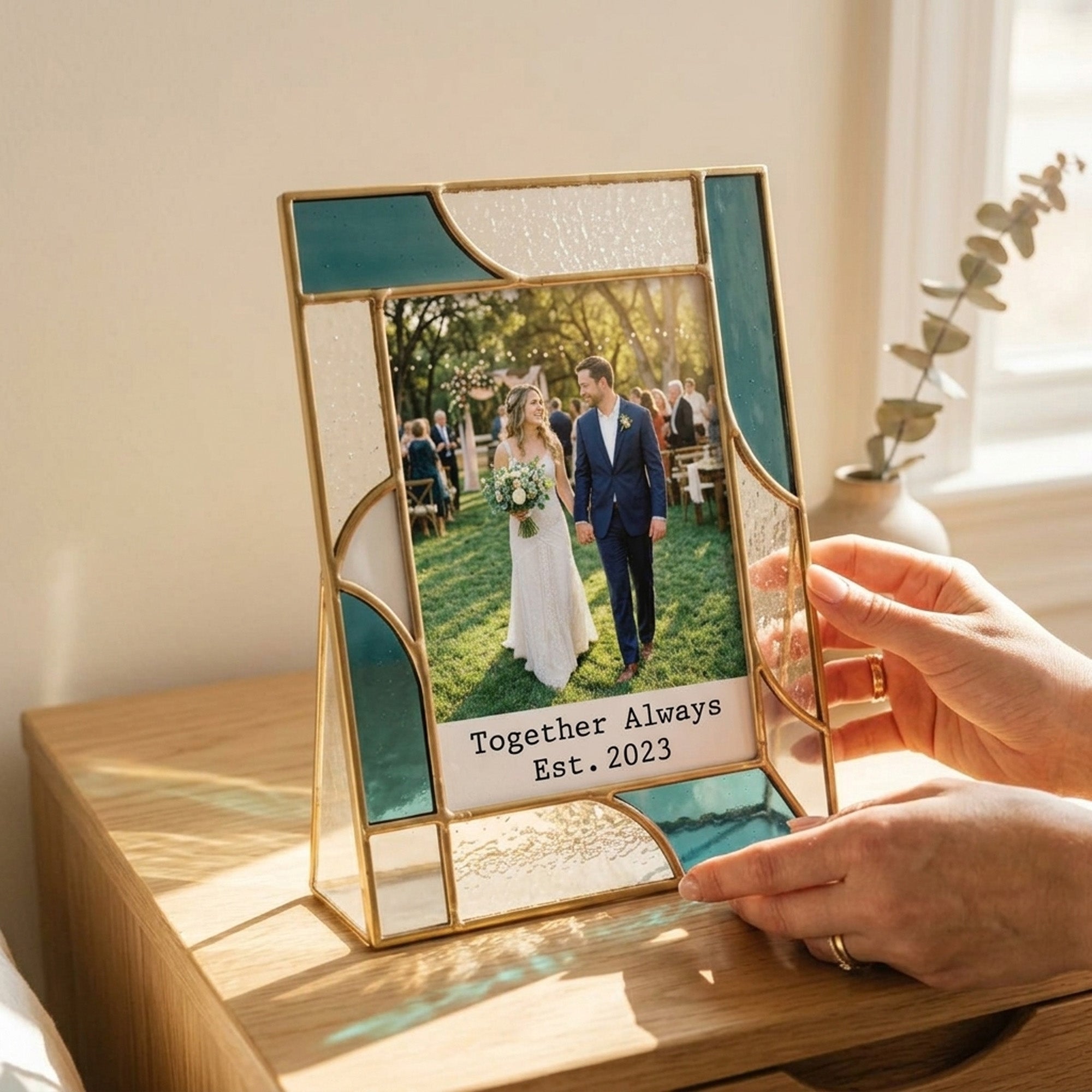 Stained Glass Custom Couple Wedding Photo Frame
