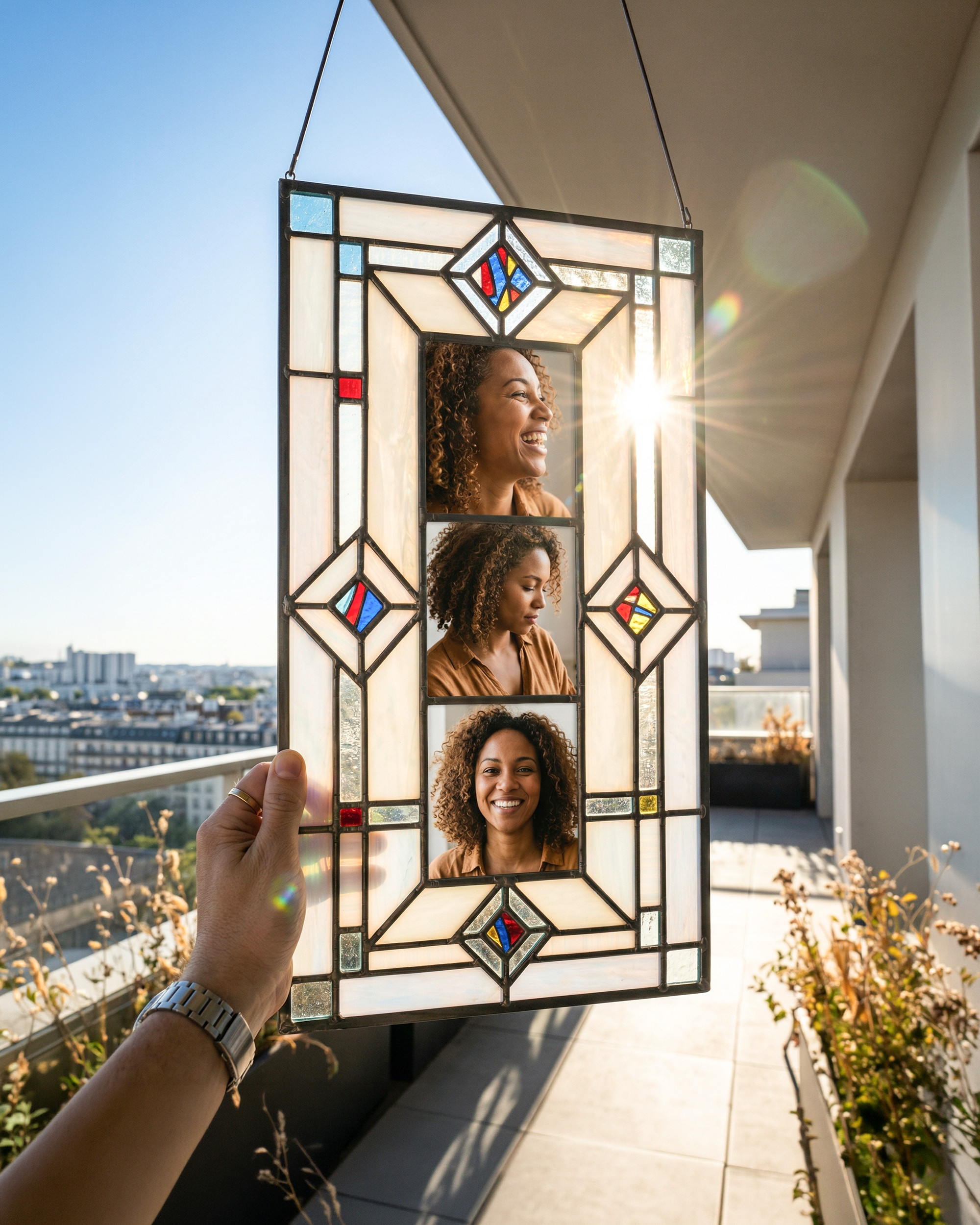 Stained Glass Family Photo Frame Rectangle