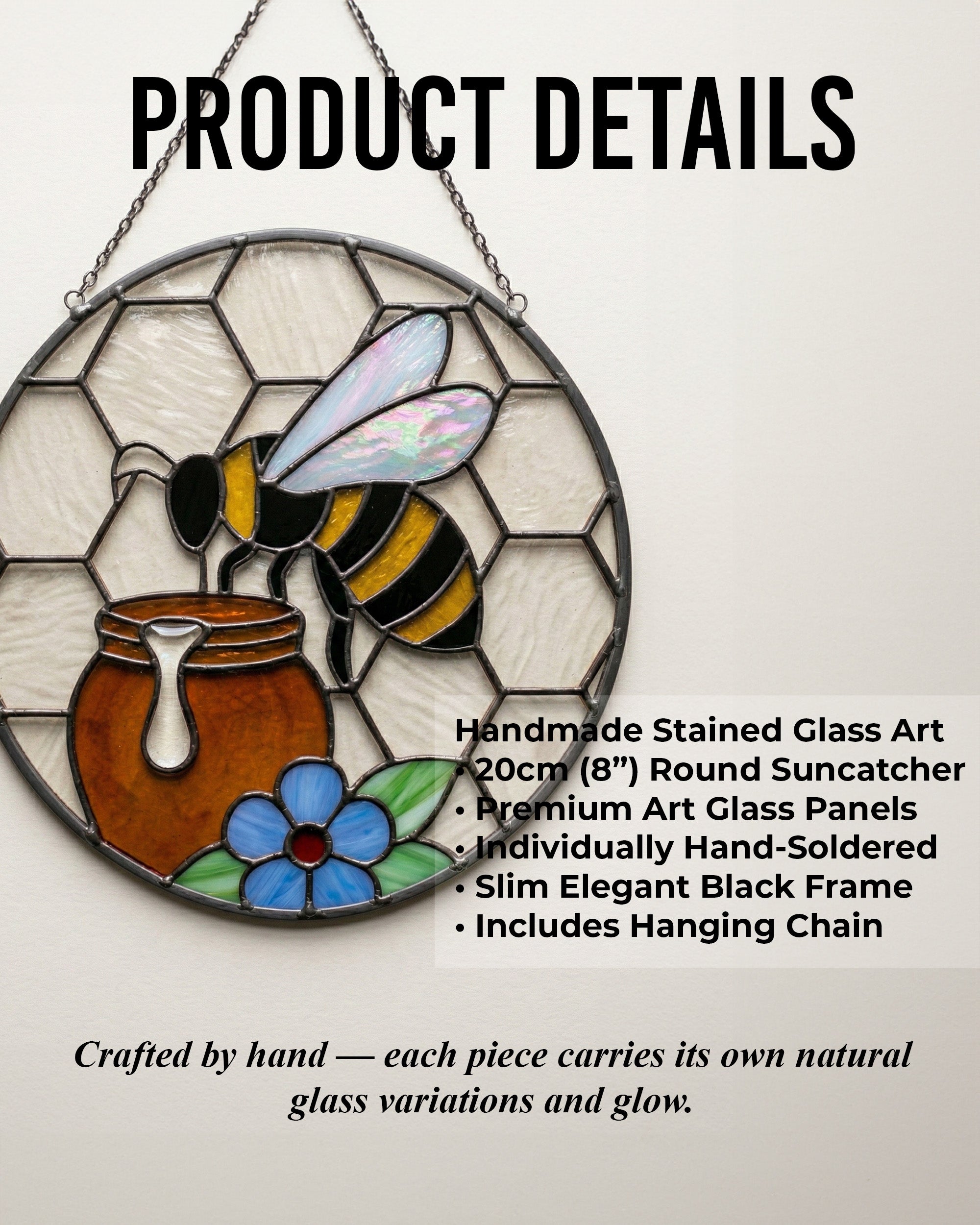 Stained Glass Bee Suncatcher