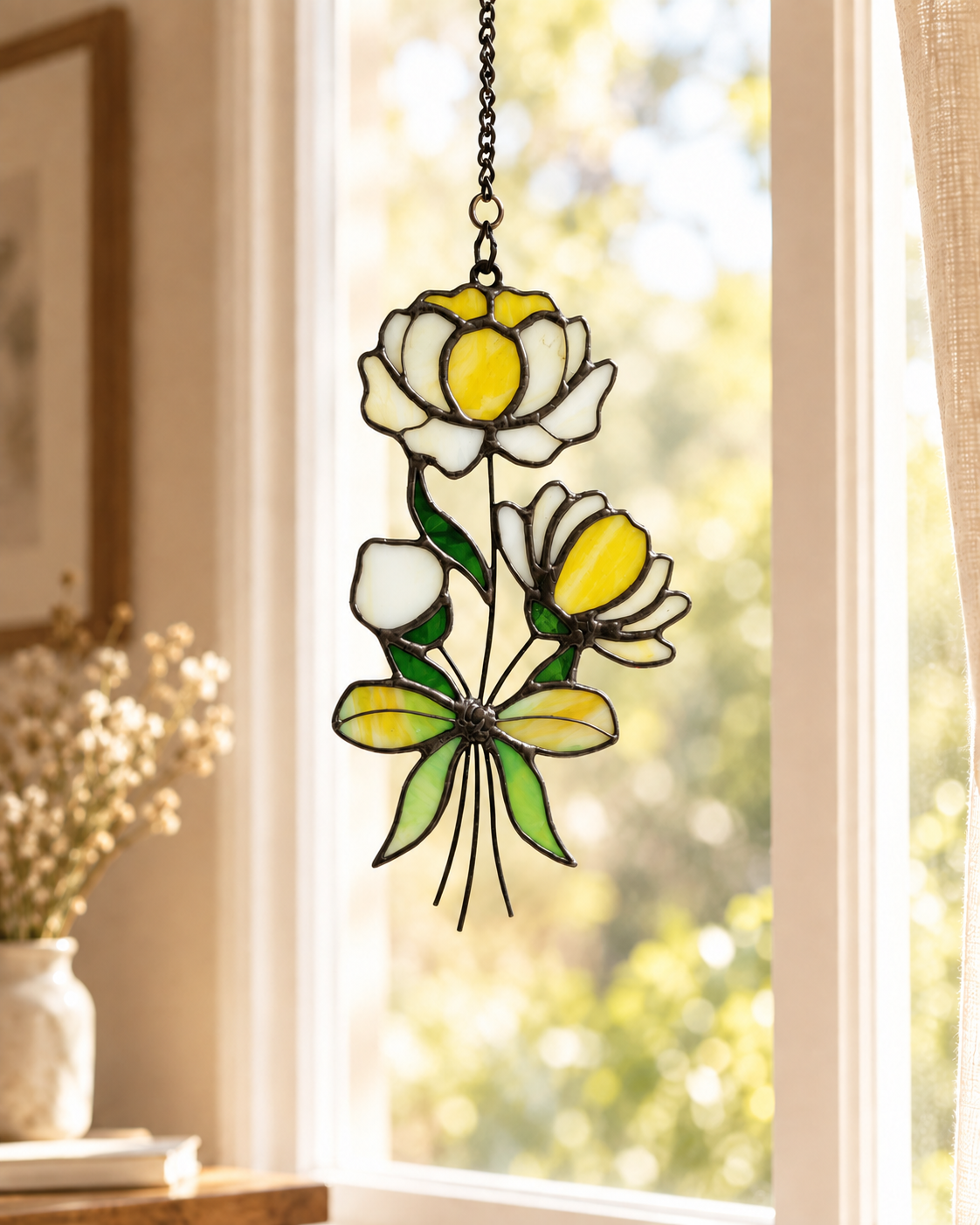 Stained Glass Flower for 12 Month Suncatcher