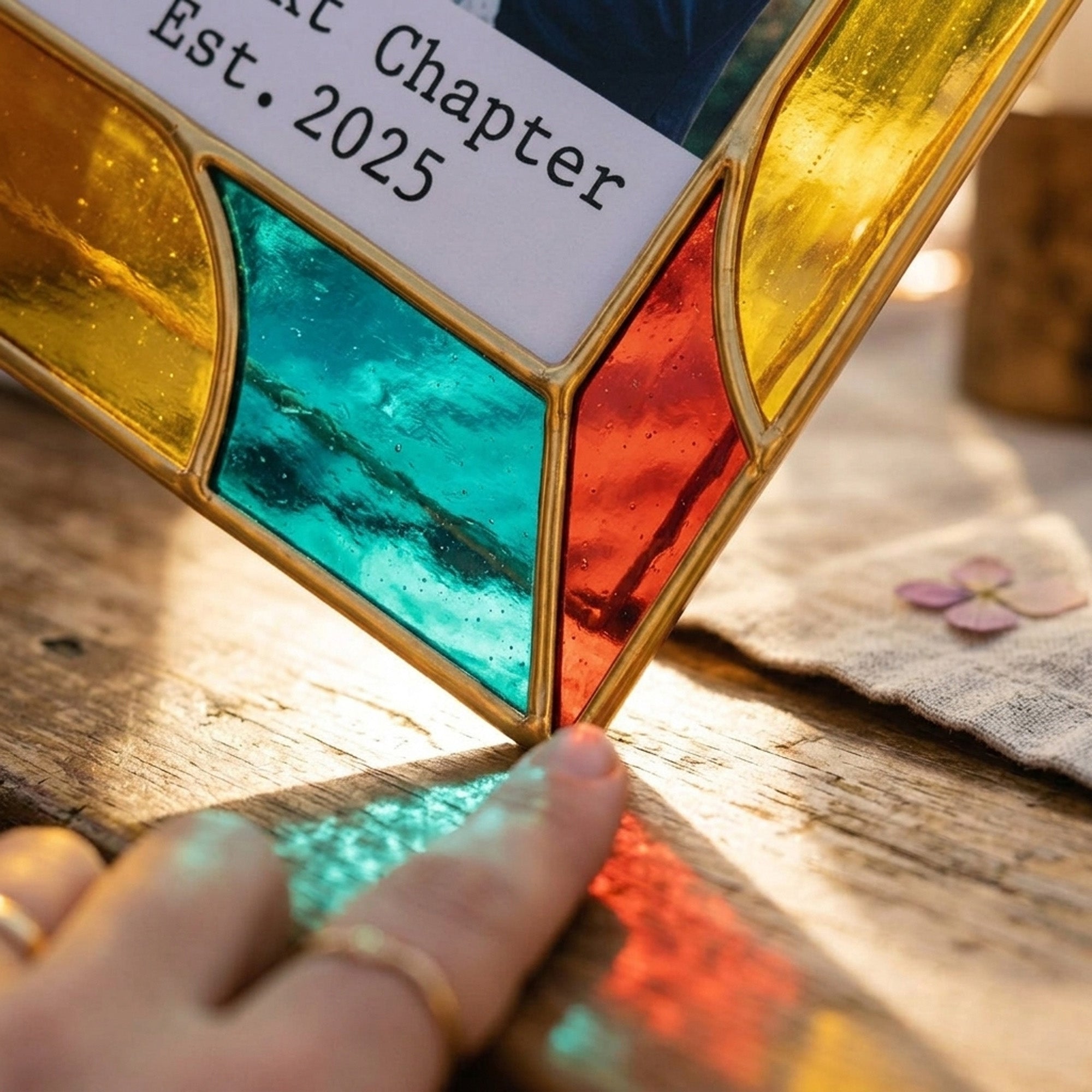 Stained Glass Custom Couple Wedding Photo Frame