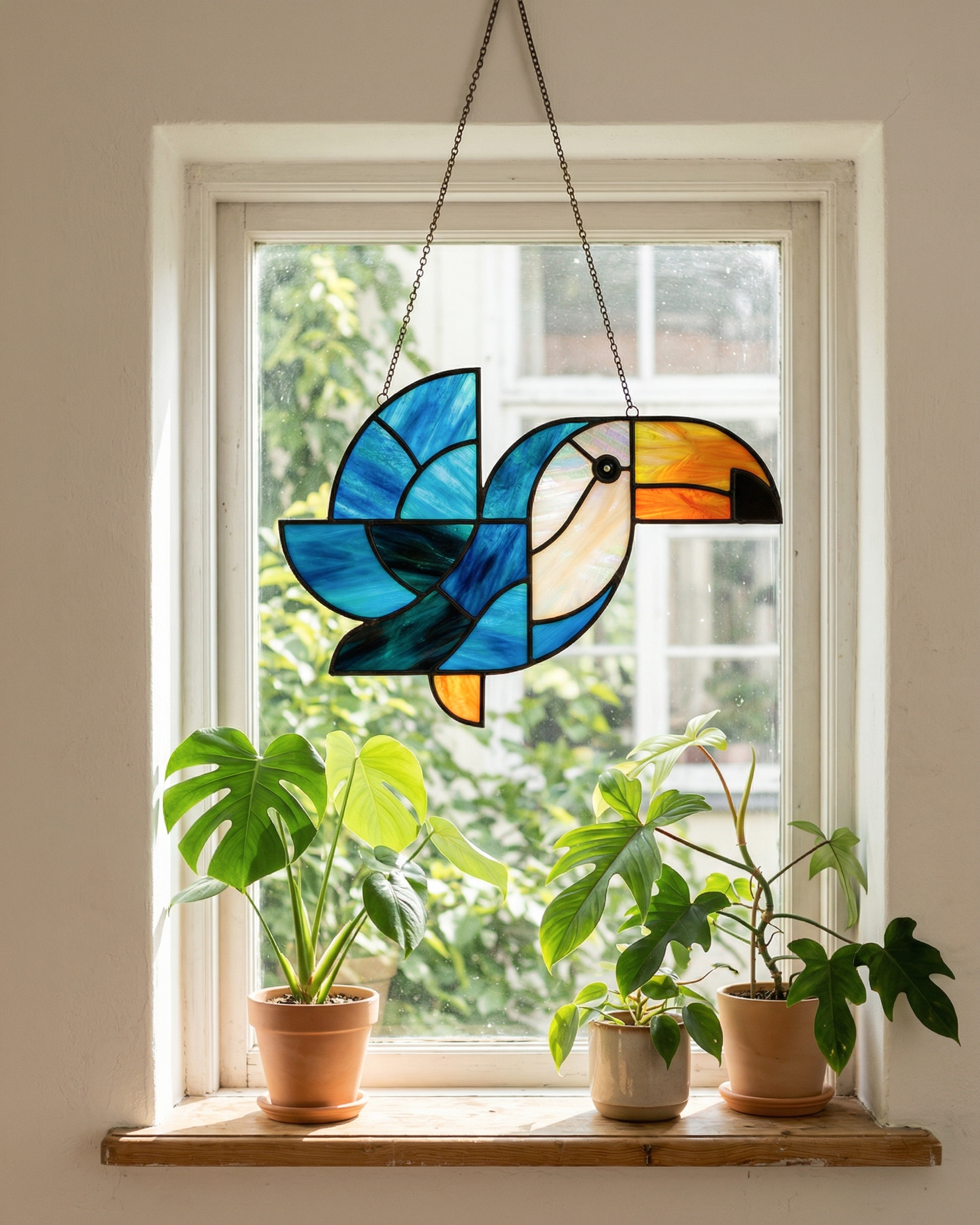 Handcrafted Stained Glass Toucan Bird Suncatcher