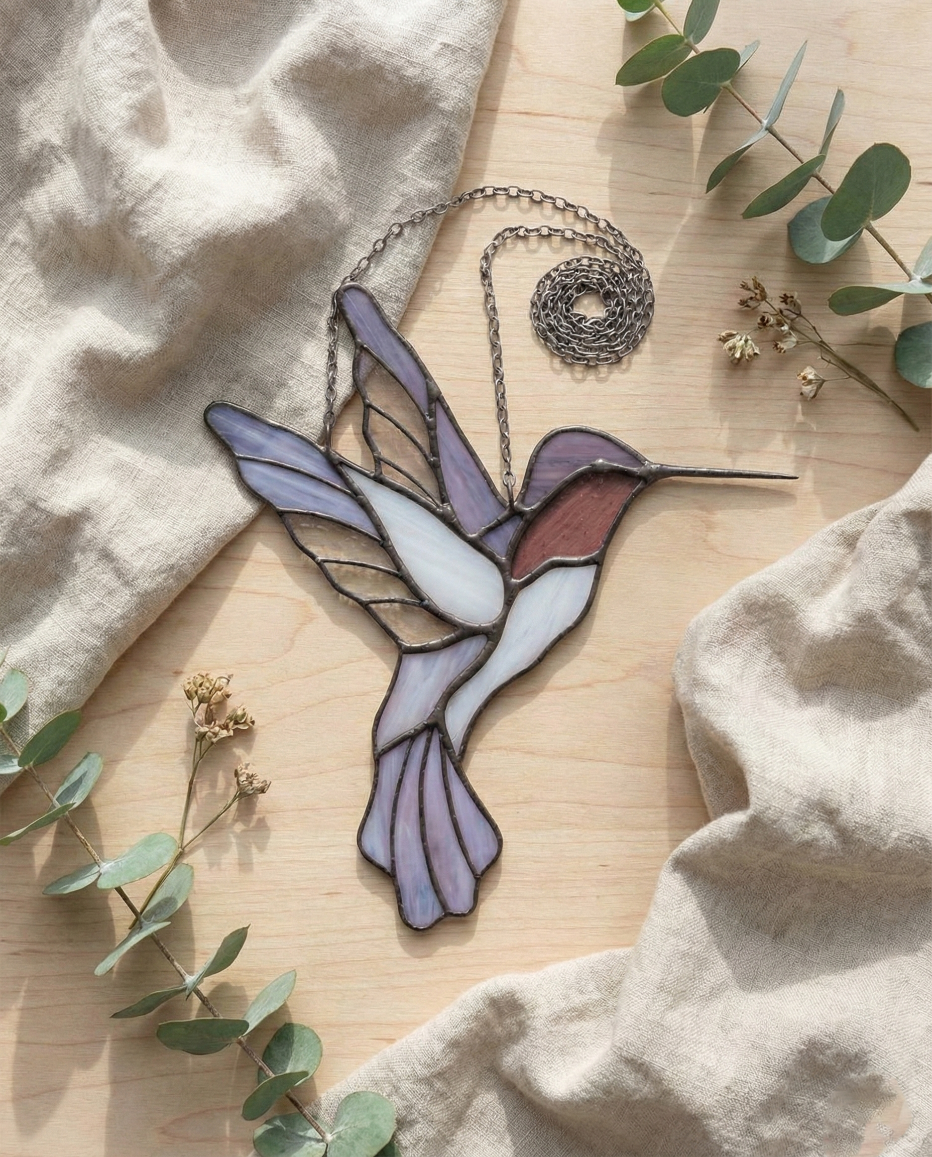 Stained Glass Hummingbird 3 Suncatcher