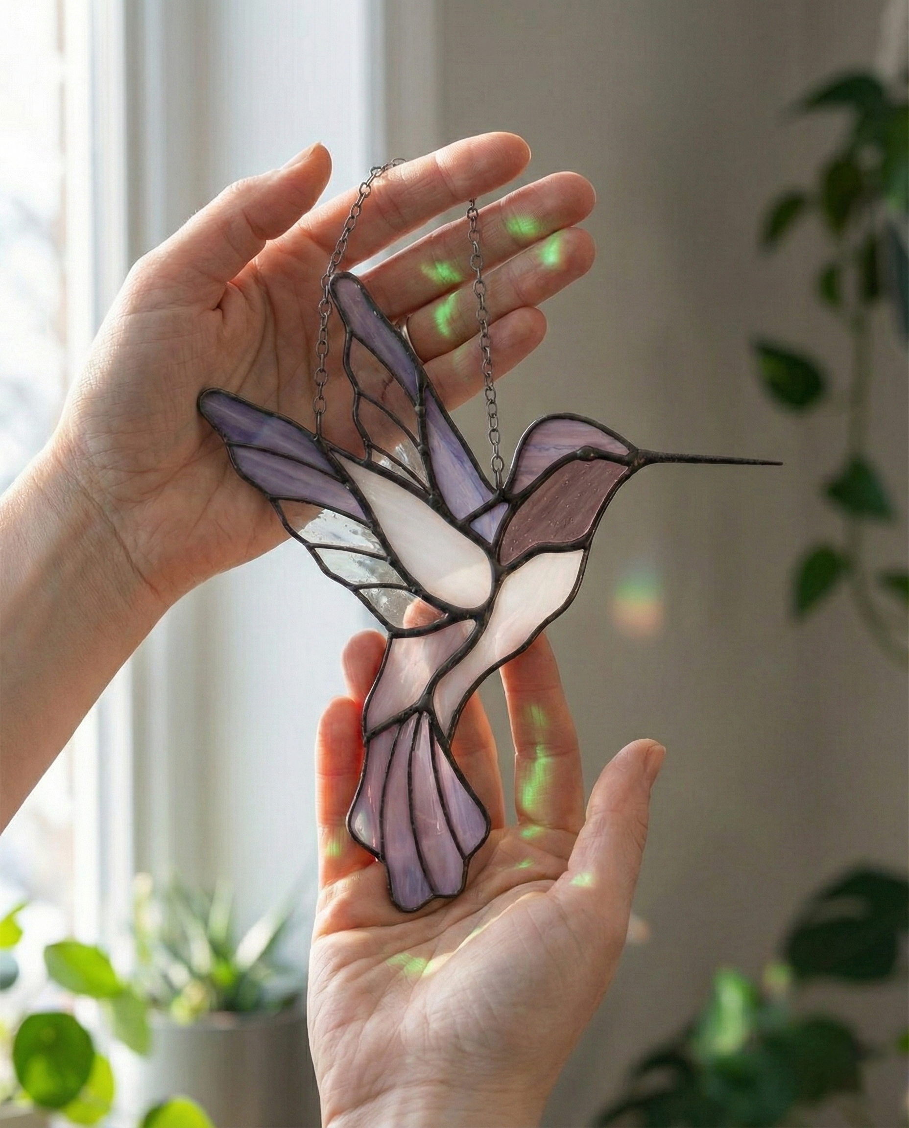 Stained Glass Hummingbird 3 Suncatcher