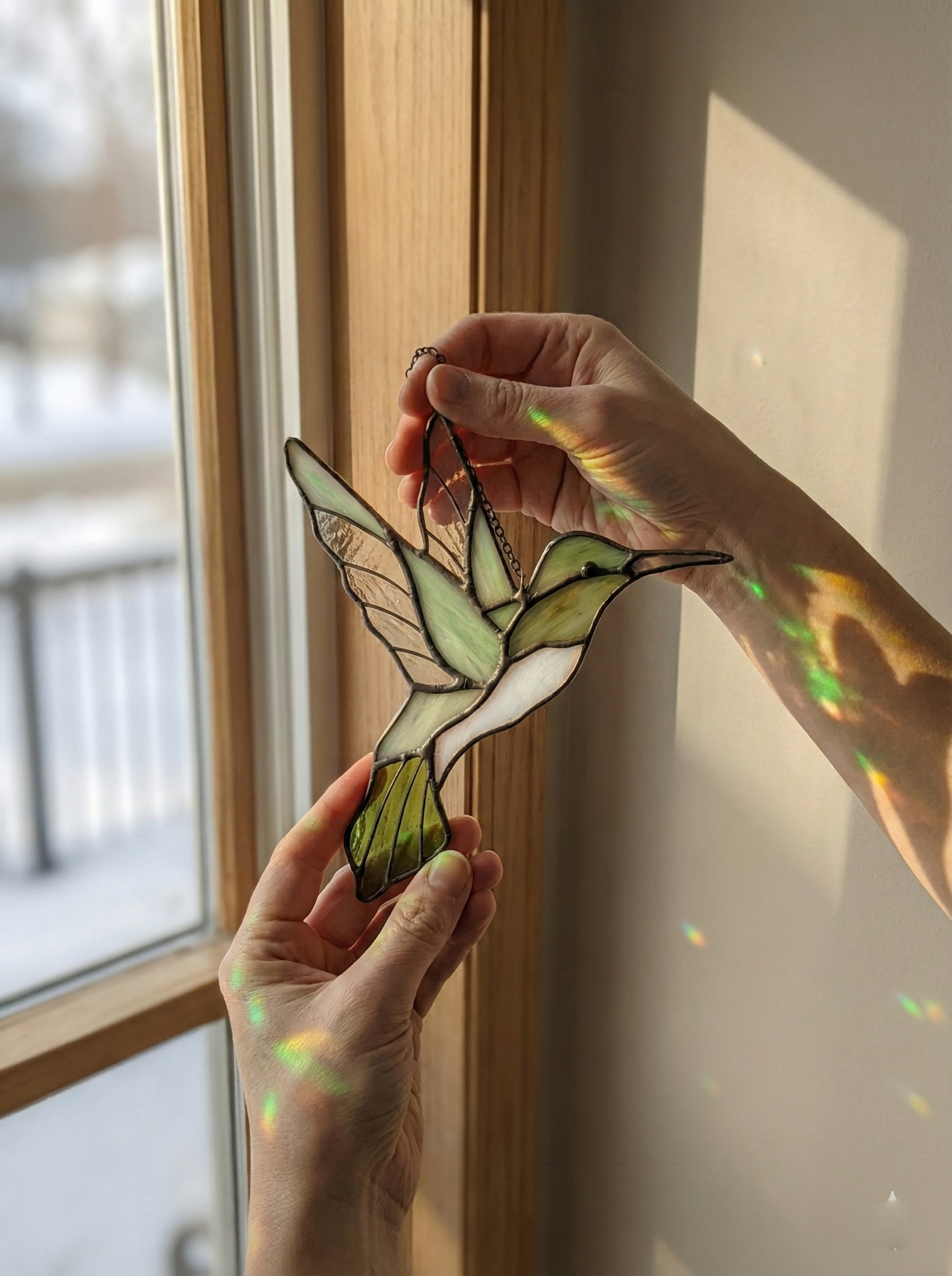 Stained Glass Hummingbird 3 Suncatcher