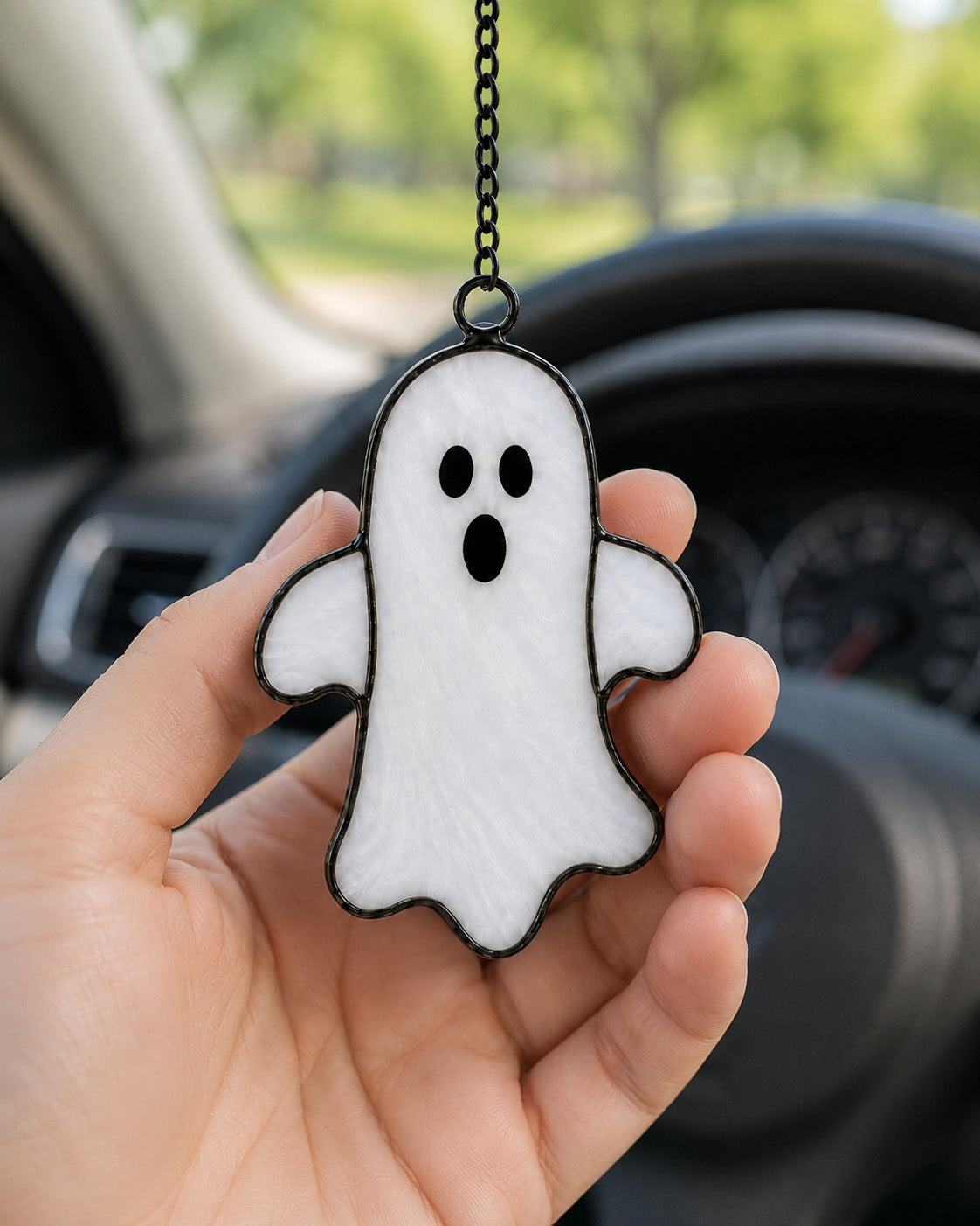 Spooky-Cute Stained Glass Ghost Suncatcher