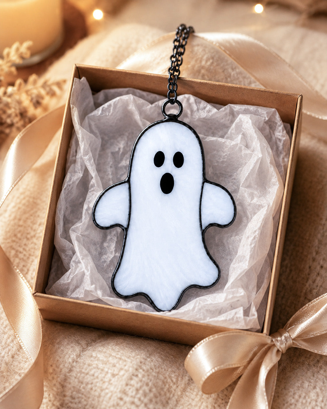 Spooky-Cute Stained Glass Ghost Suncatcher