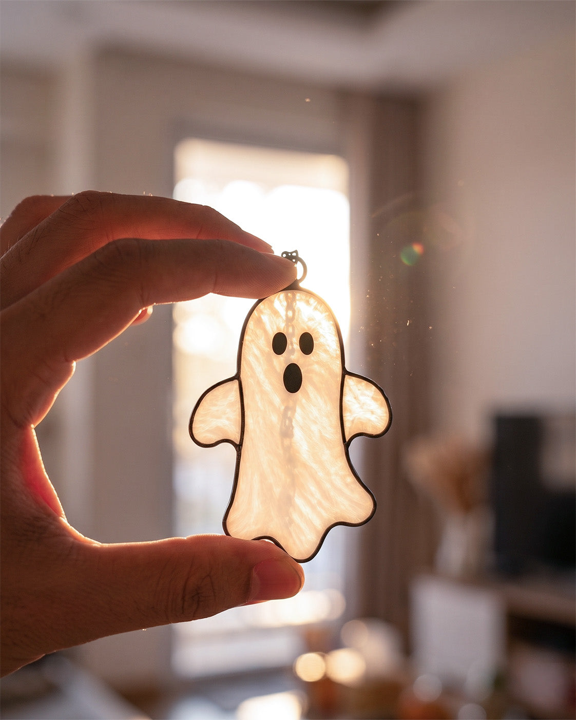Spooky-Cute Stained Glass Ghost Suncatcher