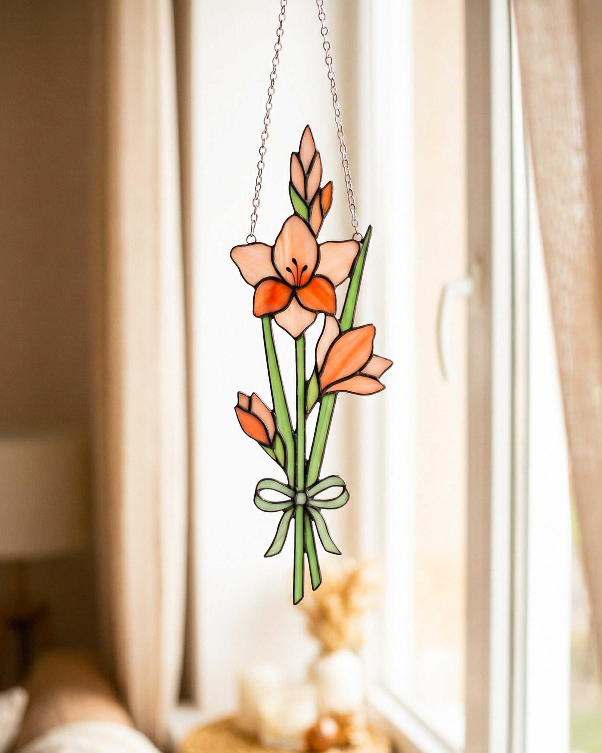 Stained Glass Flower for 12 Month Suncatcher