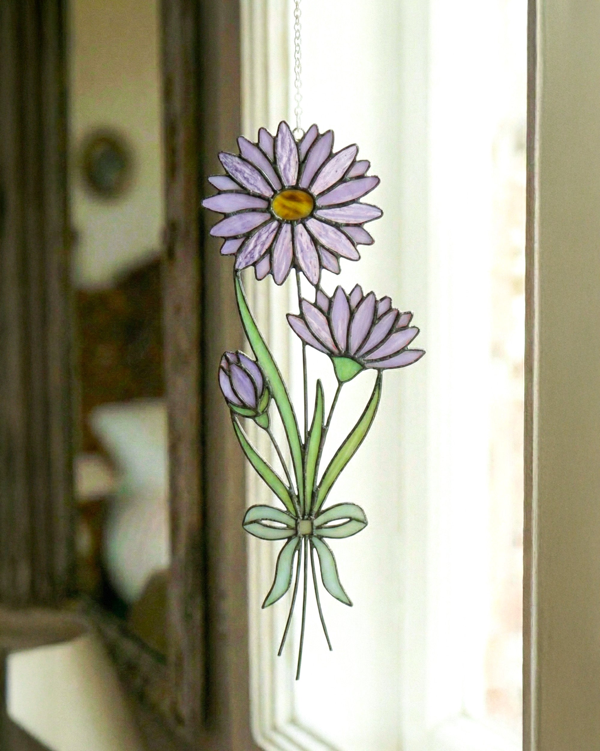 Stained Glass Flower for 12 Month Suncatcher