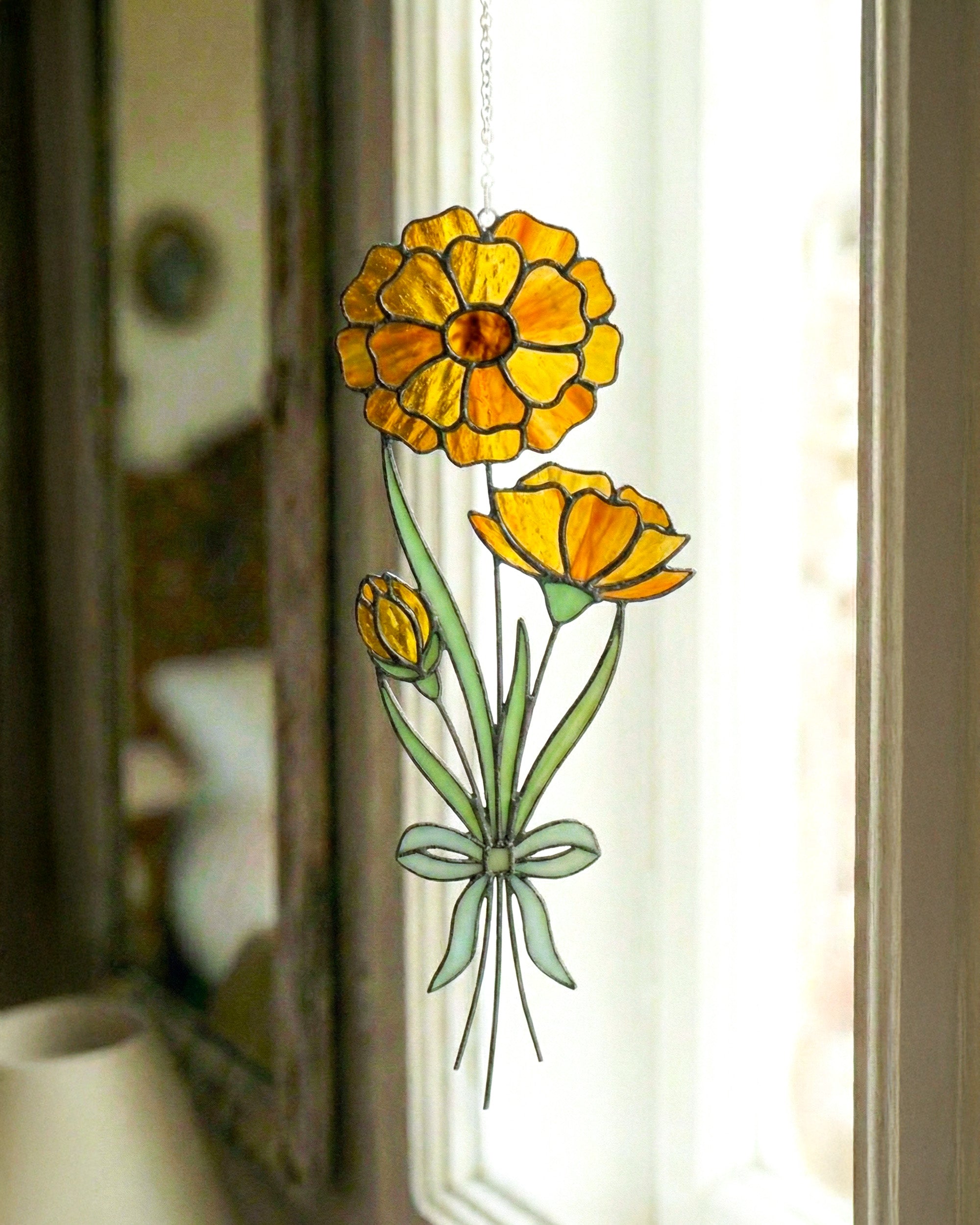 Stained Glass Flower for 12 Month Suncatcher