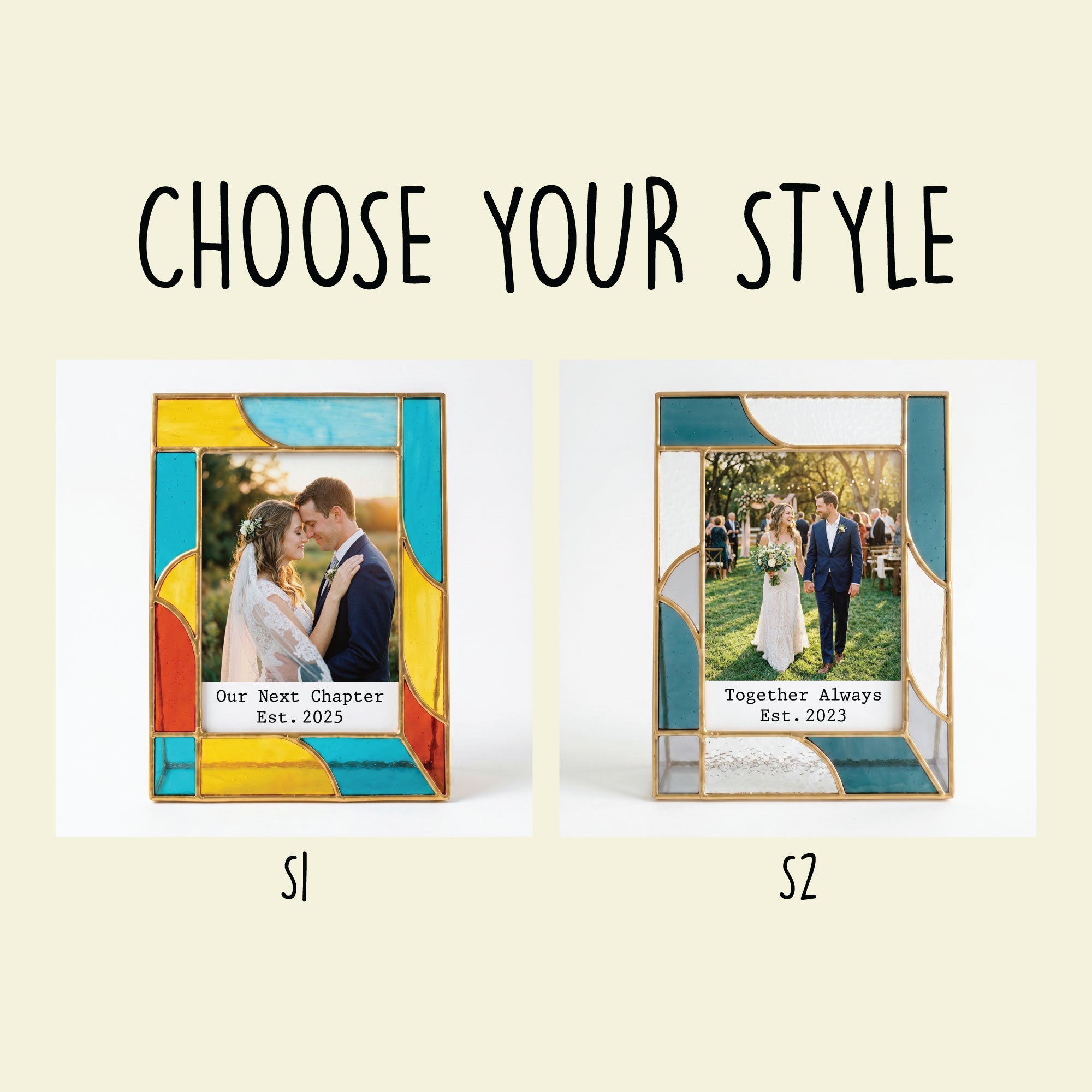 Stained Glass Custom Couple Wedding Photo Frame