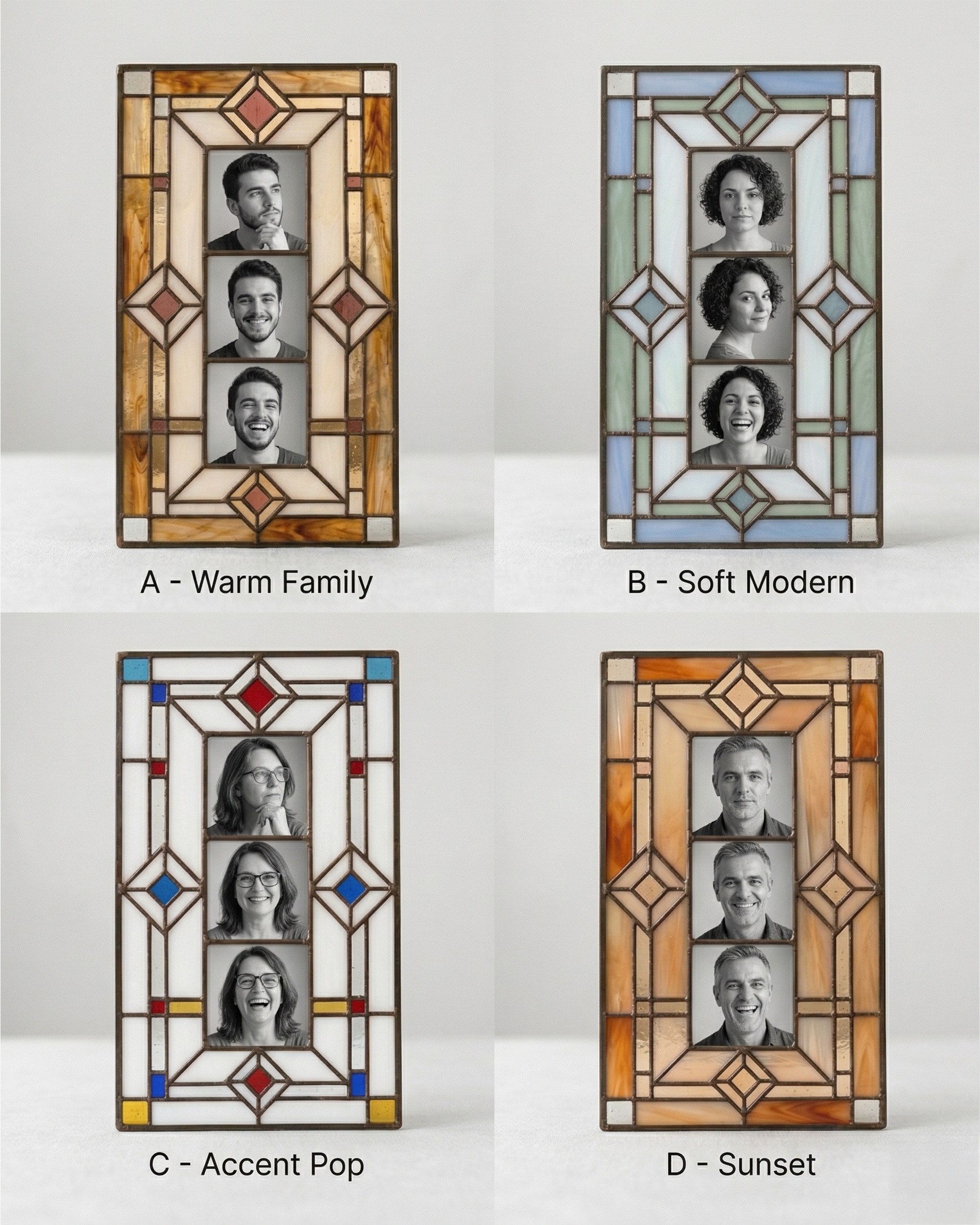 Stained Glass Family Photo Frame Rectangle