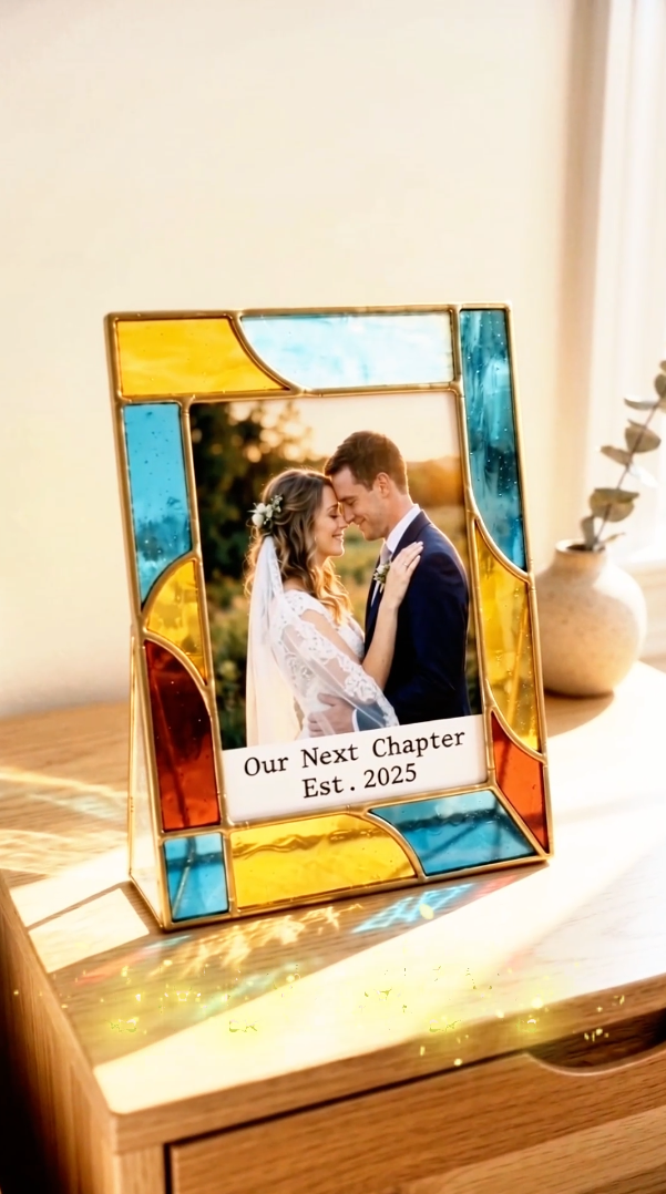 Stained Glass Custom Couple Wedding Photo Frame