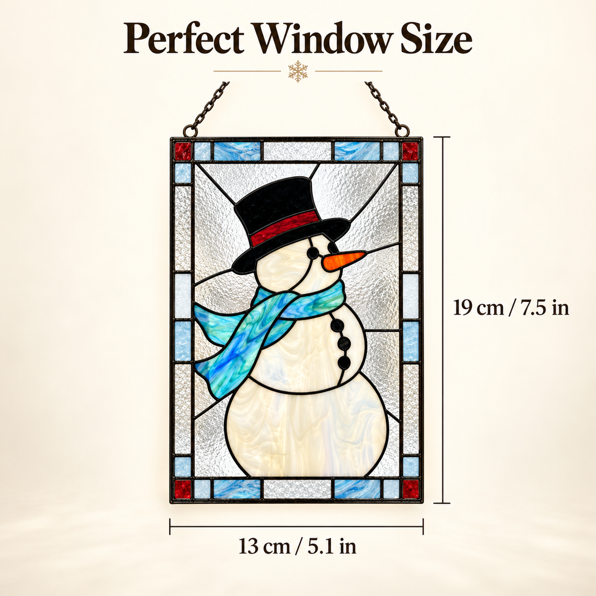 Handcrafted Stained Glass Snowman Suncatcher – Festive Winter Window Decor